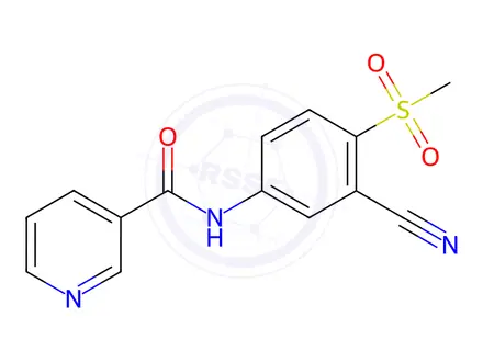 Chemical structure of N-(3-cyano-4-(methylsulfonyl)phenyl)nicotinamide