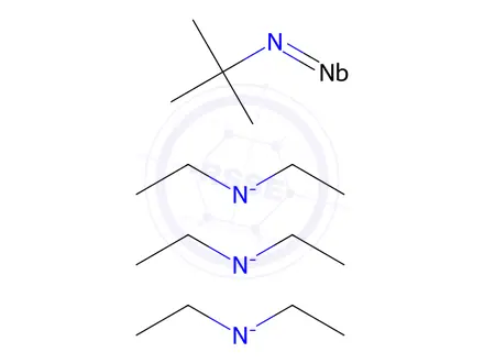 Chemical structure of tris(N-ethylethanaminato)[2-methyl-2-propanaminato(2-)]-niobium