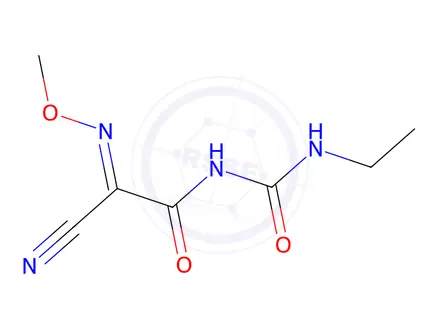Chemical structure of (E)-2-(3-Ethylureido)-N-methoxy-2-oxoacetimidoyl cyanide