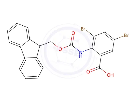 Chemical structure of 2-((((9h-Fluoren-9-yl)methoxy)carbonyl)amino)-3,5-dibromobenzoic acid