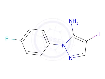 Chemical structure of 1-(4-Fluorophenyl)-4-iodo-1H-pyrazol-5-amine