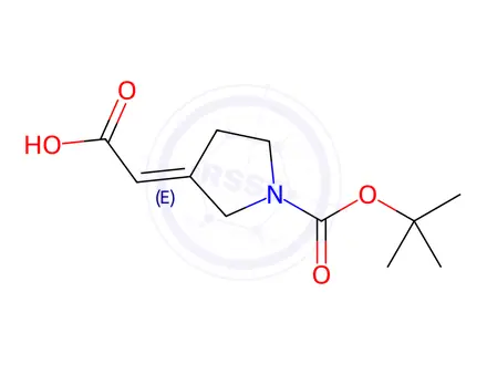 Chemical structure of (Z)-2-(1-(tert-butoxycarbonyl)pyrrolidin-3-ylidene)acetic acid