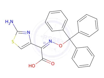 Chemical structure of (Z)-2-(2-Aminothiazol-4-yl)-2-((trityloxy)imino)acetic Acid