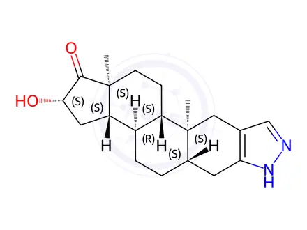 Chemical structure of 16ß-Hydroxy-2’H-5a-androst-2-eno[3,2-c]pyrazol-17-one
