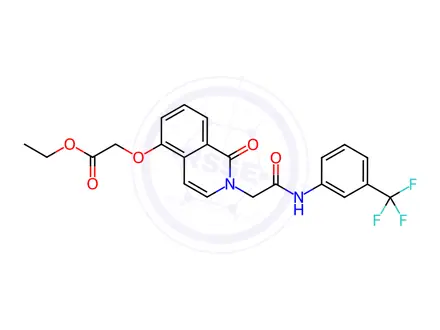 Chemical structure of ethyl 2-[1-oxo-2-[2-oxo-2-[3-(trifluoromethyl)anilino]ethyl]isoquinolin-5-yl]oxyacetate