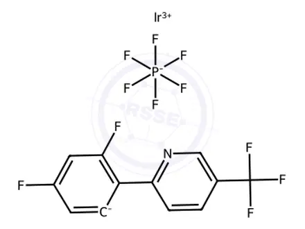 Chemical structure of Bis[3,5-Difluoro-2-[5-(trifluoromethyl)-2-pyridyl]phenyl]iridium(1+); 4-tert-butyl-2-(4-tert-butyl-2