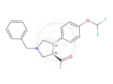 Chemical structure of Ethyl (3R,4S)-1-benzyl-4-(4-(difluoromethoxy)phenyl)pyrrolidine-3-carboxylate