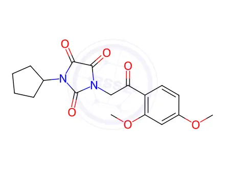 Chemical structure of 2,4,5-Imidazolidinetrione, 1-cyclopentyl-3-[2-(2,4-dimethoxyphenyl)-2-oxoethyl]-