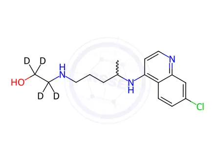 Chemical structure of Hydroxychloroquine Sulfate EP Impurity C-d4 (Desethyl Hydroxy Chloroquine-d4)