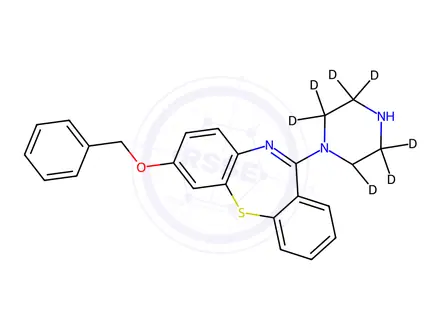 Chemical structure of 7-Benzyloxy-N-des[[2-(2-hydroxy)ethoxy]ethyl] Quetiapine-d8