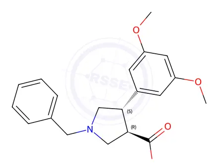 Chemical structure of Ethyl (3R,4S)-1-benzyl-4-(3,5-dimethoxyphenyl)pyrrolidine-3-carboxylate