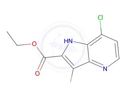 Chemical structure of 3-Bromo-8-chloro-1H-pyrrolo[3,2-b]pyridine-2-carboxylic acid ethyl ester