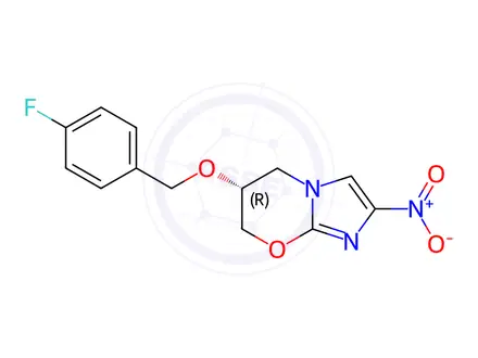 Chemical structure of (R)-6-((4-Fluorobenzyl)oxy)-2-nitro-6,7-dihydro-5H-imidazo[2,1-b][1,3]oxazine