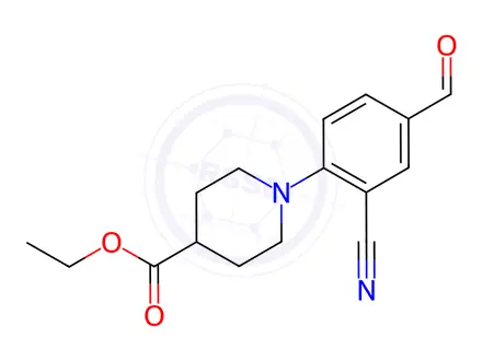 Chemical structure of ethyl 1-(2-cyano-4-formylphenyl)piperidine-4-carboxylate