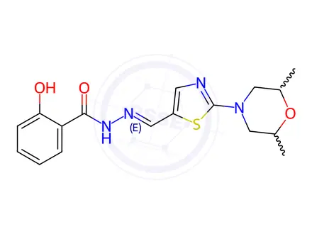 Chemical structure of N'-[(1E)-[2-(2,6-Dimethylmorpholin-4-yl)-1,3-thiazol-5-yl]methylidene]-2-hydroxybenzohydrazide