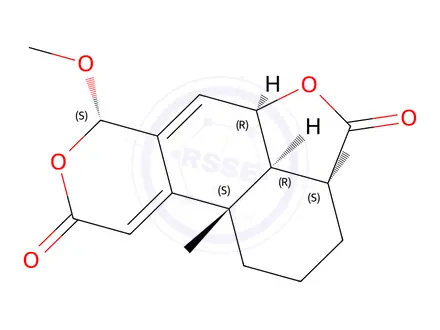 Chemical structure of 7-Methoxy-3a,10b-dimethyl-1,2,3,3aalpha,5aalpha,7,10bbeta,10calpha-octahydro-4H,9H-furo(2,3',4':4,5) naphtho(2,1-c)pyran-4,9-dione