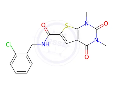 Chemical structure of N-(2-Chlorobenzyl)-1,3-dimethyl-2,4-dioxo-1,2,3,4-tetrahydrothieno[2,3-d]pyrimidine-6-carboxamide