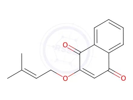 Chemical structure of 2-[(3-Methyl-2-buten-1-yl)oxy]-1,4-naphthalenedione