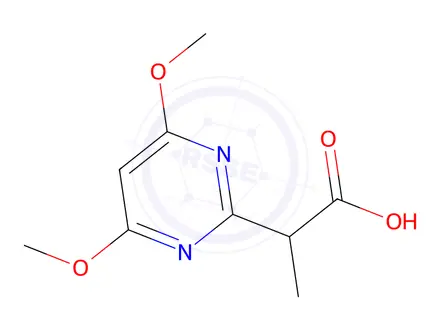 Chemical structure of 2-Pyrimidineacetic acid, 4,6-dimethoxy--alpha--methyl-(9CI)