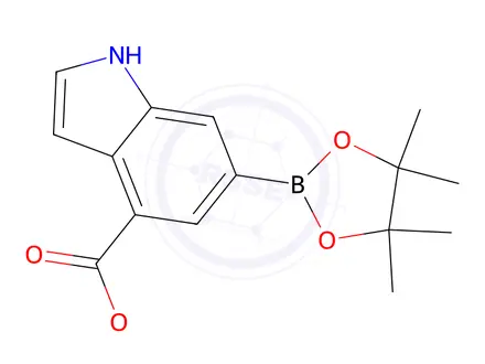 Chemical structure of methyl 6-(4,4,5,5-tetramethyl-1,3,2-dioxaborolan-2-yl)-1H-indole-4-carboxylate
