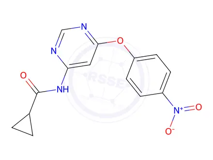 Chemical structure of N-(6-(4-nitrophenoxy)pyriMidin-4-yl)cyclopropanecarboxaMide