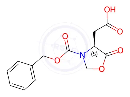 Chemical structure of (S)-(+)-3-(Benzyloxyxarbonyl)-5-ox-4-oxazolidineacetic Acid