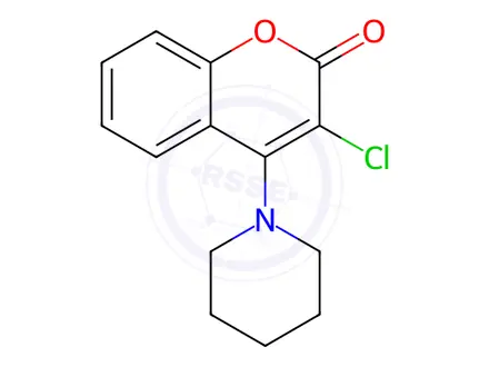 Chemical structure of 3-Chloro-4-(1-piperidinyl)-2H-1-benzopyran-2-one