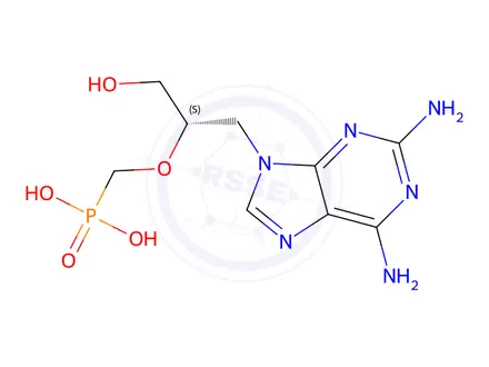 Chemical structure of 9-(3-hydroxy-2-phosphonomethoxypropyl)-2,6-diaminopurine
