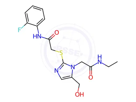 Chemical structure of N-Ethyl-2-(2-((2-((2-fluorophenyl)amino)-2-oxoethyl)thio)-5-(hydroxymethyl)-1H-imidazol-1-yl)acetamide