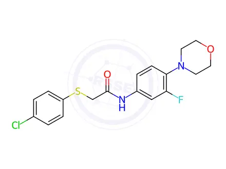 Chemical structure of 2-[(4-chlorophenyl)sulfanyl]-N-(3-fluoro-4-morpholinophenyl)acetamide