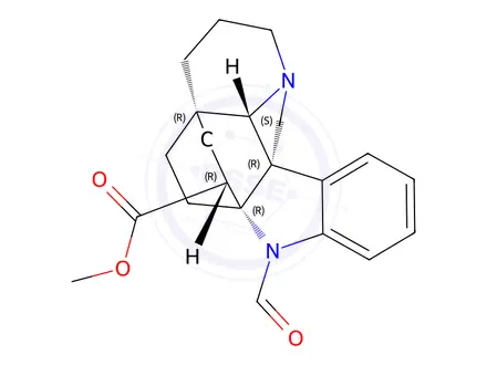 Chemical structure of (2α,5α)-1-Formylaspidofractinine-3β-carboxylic acid methyl ester