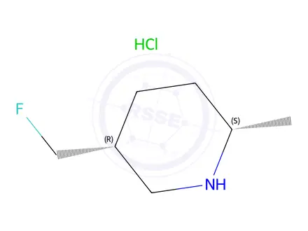 Chemical structure of (2S,5R)-5-(fluoromethyl)-2-methylpiperidine hydrochloride