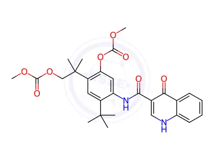 Chemical structure of Carbonic acid, 5-[[(1,4-dihydro-4-oxo-3-quinolinyl)carbonyl]aMino]-4-(1,1-diMethylethyl)-2-[2-[(Methoxycarbonyl)oxy]-1,1-diMethylethyl]phenyl Methyl ester