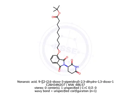 Chemical structure of Nonanoic acid, 9-[[2-(2,6-dioxo-3-piperidinyl)-2,3-dihydro-1,3-dioxo-1H-isoindol-4-yl]oxy]-, 1,1-dimethylethyl ester