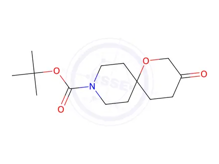 Chemical structure of tert-butyl 3-oxo-1-oxa-9-azaspiro[5.5]undecane-9-carboxylate