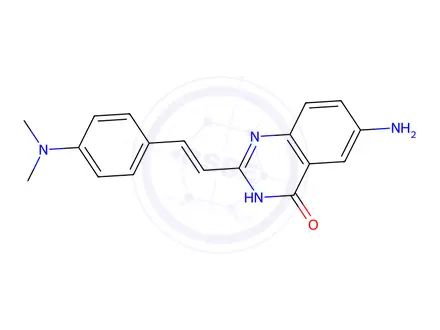 Chemical structure of 6-Amino-2-(4-(dimethylamino)styryl)quinazolin-4(1H)-one