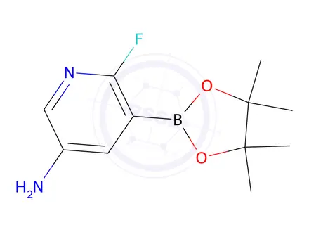 Chemical structure of 6-Fluoro-5-(4,4,5,5-tetramethyl-1,3,2-dioxaborolan-2-yl)pyridin-3-amine