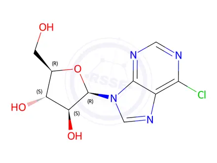 Chemical structure of (2R,3S,4S,5R)-2-(6-Chloro-9H-purin-9-yl)-5-(hydroxymethyl)tetrahydrofuran-3,4-diol