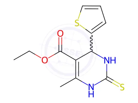 Chemical structure of Ethyl 6-methyl-4-(thiophen-2-yl)-2-thioxo-1,2,3,4-tetrahydropyrimidine-5-carboxylate
