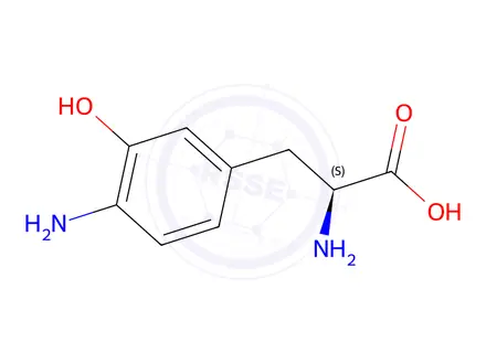 Chemical structure of (S)-2-Amino-3-(4-amino-3-hydroxyphenyl)propanoic acid