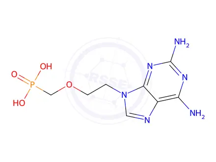 Chemical structure of 9-(2-phosphonylmethoxyethyl)-2,6-diaminopurine