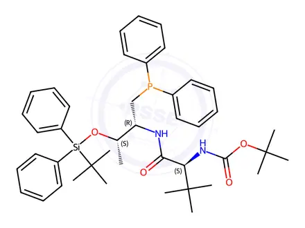 Chemical structure of O-TBDPS-D-Thr-N-Boc-L-tert-Leu-Diphenylphosphine
