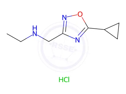 Chemical structure of N-[(5-Cyclopropyl-1,2,4-oxadiazol-3-yl)methyl]-ethanamine hydrochloride