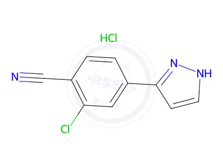Chemical structure of 2-chloro-4-(1H-pyrazol-3-yl)benzonitrile