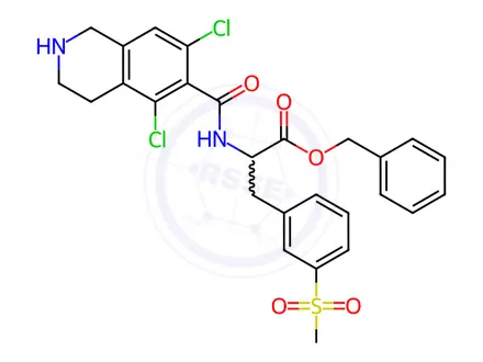 Chemical structure of Benzyl (S)-2-(5,7-dichloro-1,2,3,4-tetrahydroisoquinoline-6-carboxamido)-3-(3-(methylsulfonyl)phenyl)propanoate