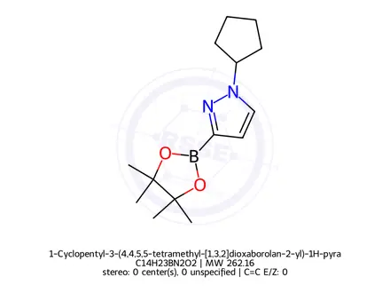 Chemical structure of 1-Cyclopentyl-3-(4,4,5,5-tetramethyl-[1,3,2]dioxaborolan-2-yl)-1H-pyrazole