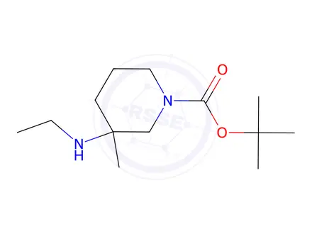 Chemical structure of tert-Butyl 3-(ethylamino)-3-methylpiperidine-1-carboxylate