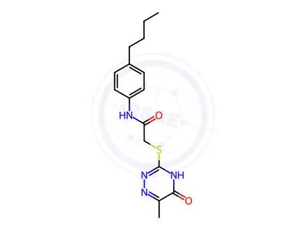 Chemical structure of N-(4-Butylphenyl)-2-((6-methyl-5-oxo-4,5-dihydro-1,2,4-triazin-3-yl)thio)acetamide
