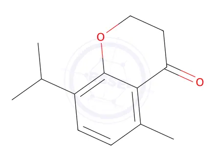 Chemical structure of 5-methyl-8-(propan-2-yl)-3,4-dihydro-2H-1-benzopyran-4-one
