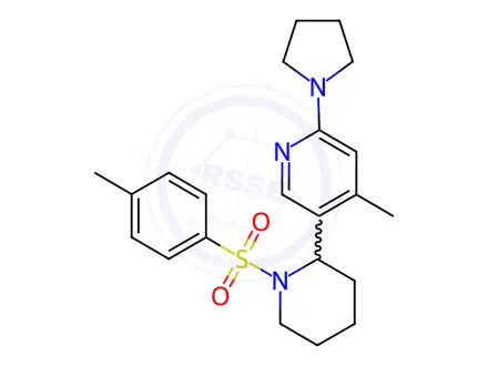 Chemical structure of 4-Methyl-2-(pyrrolidin-1-yl)-5-(1-tosylpiperidin-2-yl)pyridine
